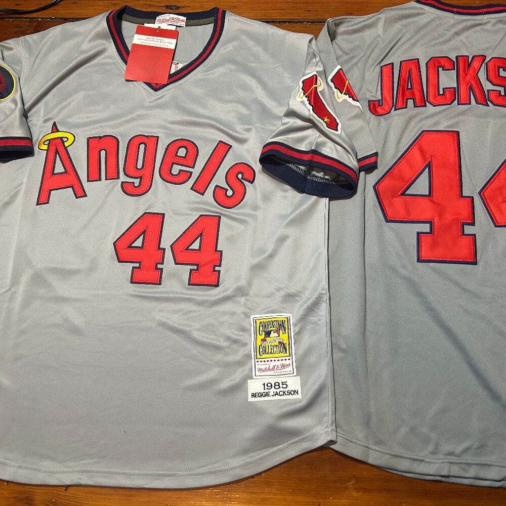 1980s ANAHEIM ANGELS REGGIE JACKSON Men's JERSEY Sz M,L,XL,2X by Mitchell & Ness - Picture 9 of 9
